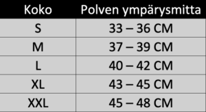Elite-polvilämmittimien kokotaulukko